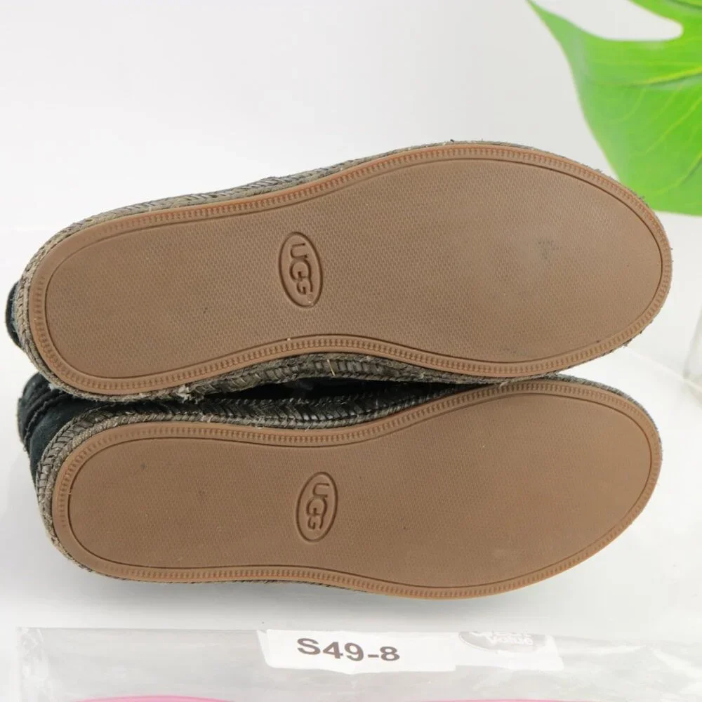 UGG Womens Reid Boot Size 6 Black Suede Tie Wrap Cushioned Moc Casual Booties‎